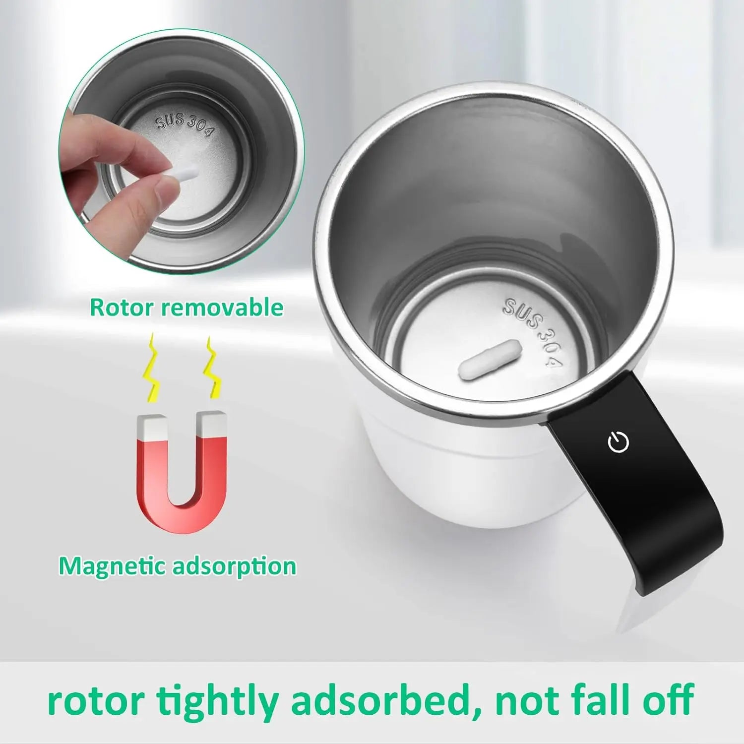Smart Self-Stirring Magnetic Mug - USB Rechargeable Coffee Cup with LCD Screen - Food Safe Thermal Mug