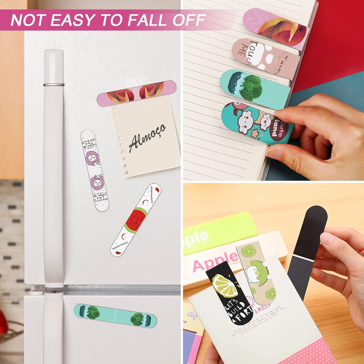30Pcs Magnetic Bookmarks, Cute Assorted Magnet Page Markers Set, Cartoon Fruit Magnetic Page Clips Bookmark for Kids Students School Office Book Lovers Reading Supplies(30 Styles, 6X2Cm)