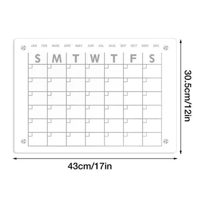 17X12 Acrylic Magnetic Dry Erase Calendar Board for Fridge Monthly Daily Planner